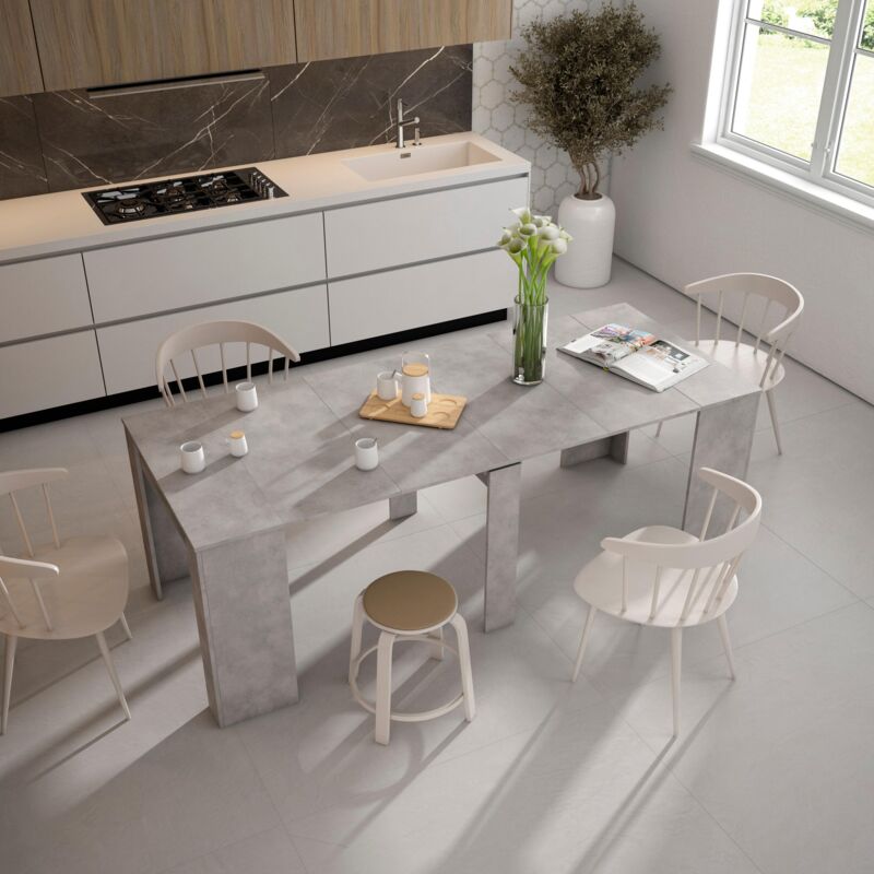 foto del prodotto consolle allungabile, tavolo consolle allungabile , 220, per 10 persone, tavolo da pranzo, stile moderno, cemento skraut home