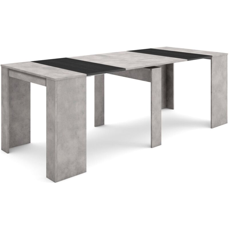 foto del prodotto consolle allungabile, tavolo consolle allungabile , 220, per 10 persone, tavolo da pranzo, stile moderno, grigio cemento skraut home