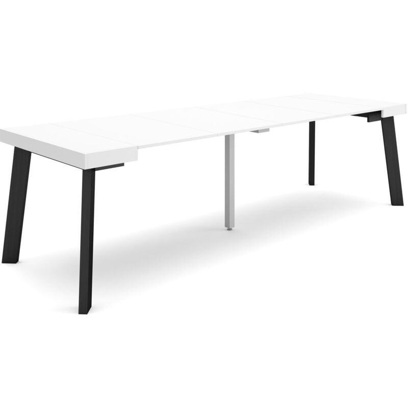 foto del prodotto consolle allungabile, tavolo consolle allungabile , 260, per 12 persone, gambe in legno, stile moderno, bianco skraut home