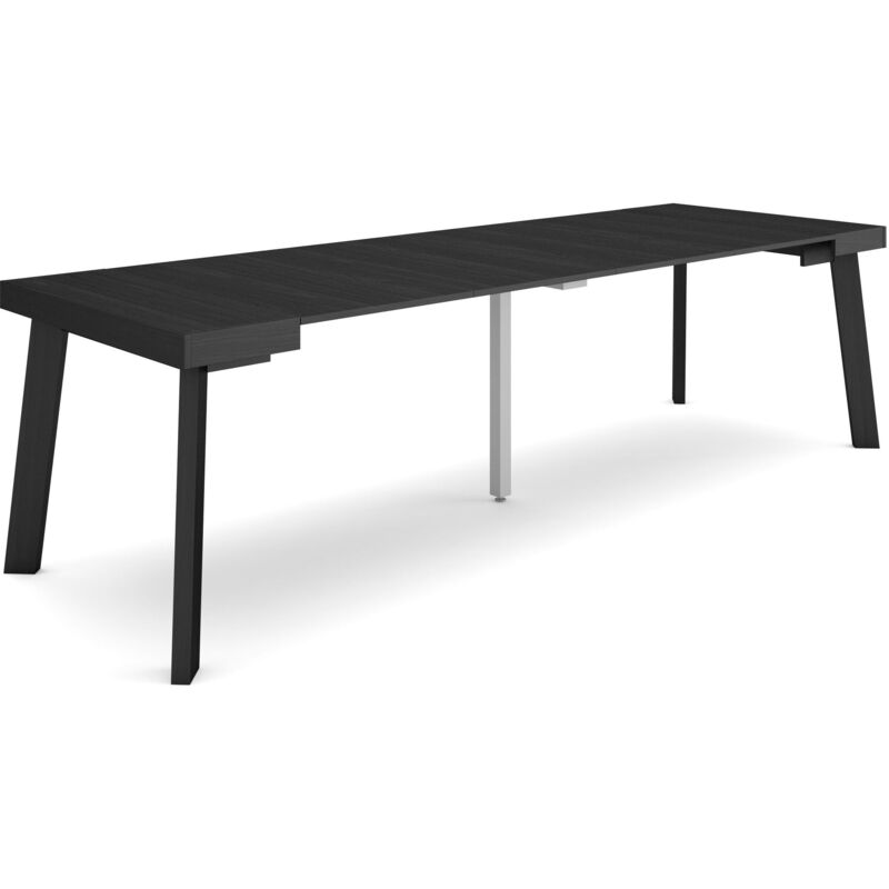 foto del prodotto consolle allungabile, tavolo consolle allungabile , 260, per 12 persone, gambe in legno, stile moderno, nero skraut home