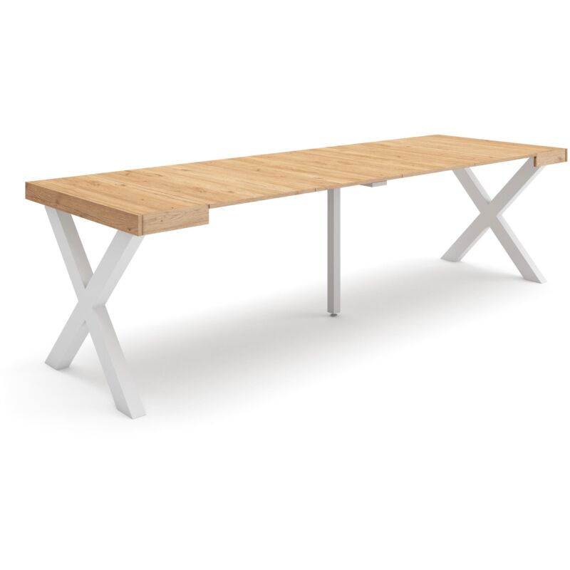 foto del prodotto consolle allungabile, tavolo consolle allungabile , 260, per 12 persone, gambe in legno, stile moderno, rovere skraut home