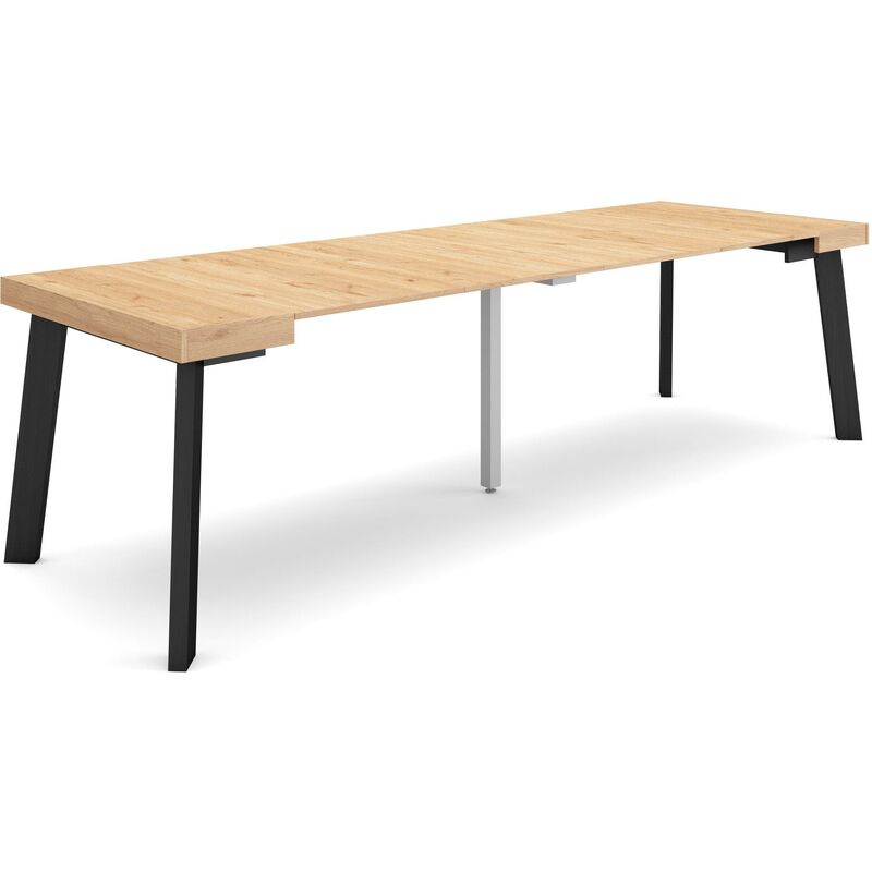 foto del prodotto consolle allungabile, tavolo consolle allungabile , 260, per 12 persone, gambe in legno, stile moderno, rovere skraut home