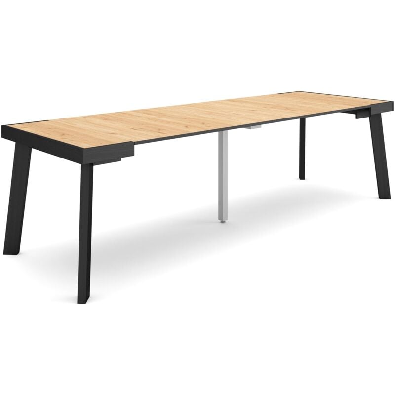 foto del prodotto consolle allungabile, tavolo consolle allungabile , 260, per 12 persone, gambe in legno, stile moderno, rovere skraut home
