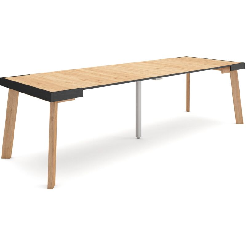 foto del prodotto consolle allungabile, tavolo consolle allungabile , 260, per 12 persone, gambe in legno, stile moderno, rovere skraut home