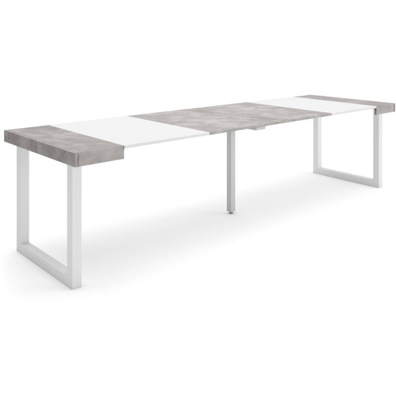 foto del prodotto consolle allungabile, tavolo consolle allungabile , 300, per 14 persone, gambe in legno, stile moderno, grigio cemento skraut home