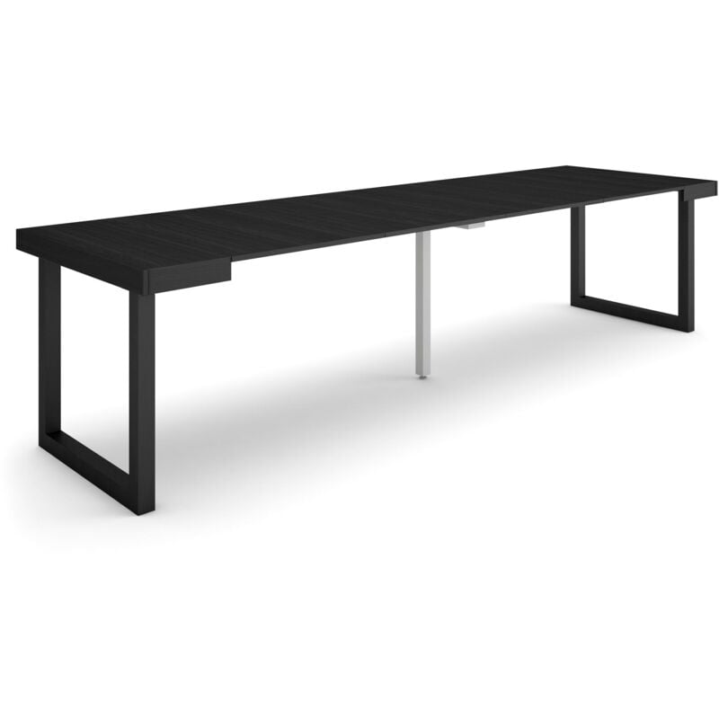 foto del prodotto consolle allungabile, tavolo consolle allungabile , 300, per 14 persone, gambe in legno, stile moderno, nero skraut home