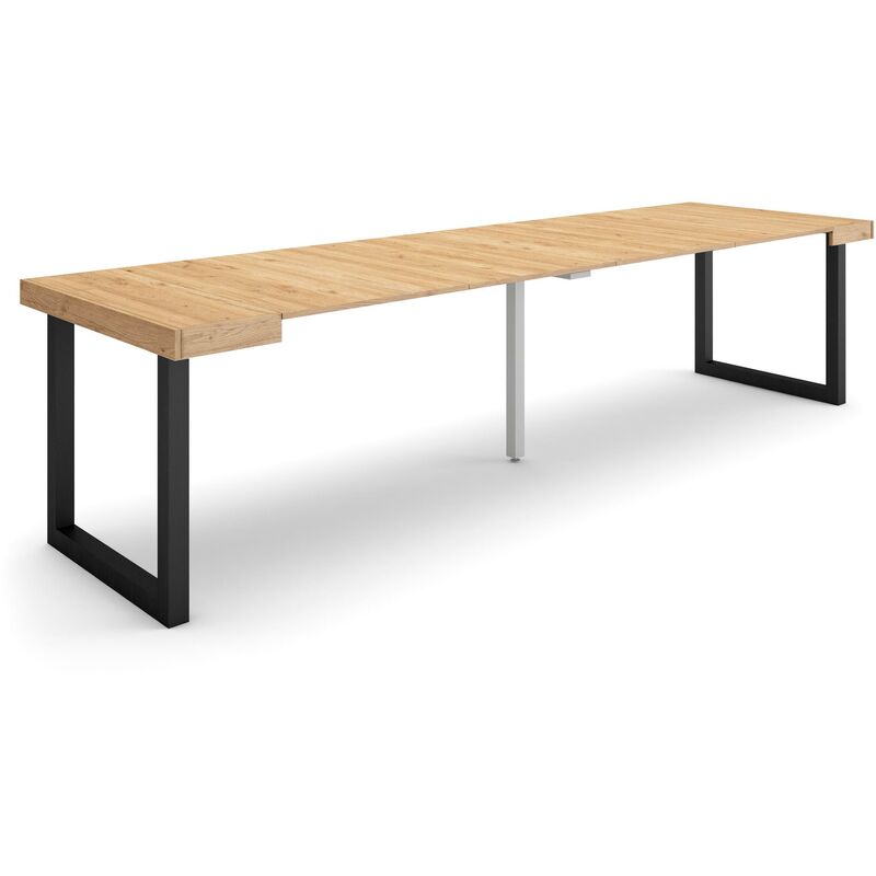 foto del prodotto consolle allungabile, tavolo consolle allungabile , 300, per 14 persone, gambe in legno, stile moderno, rovere skraut home