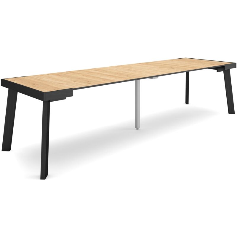 foto del prodotto consolle allungabile, tavolo consolle allungabile , 300, per 14 persone, gambe in legno, stile moderno, rovere skraut home