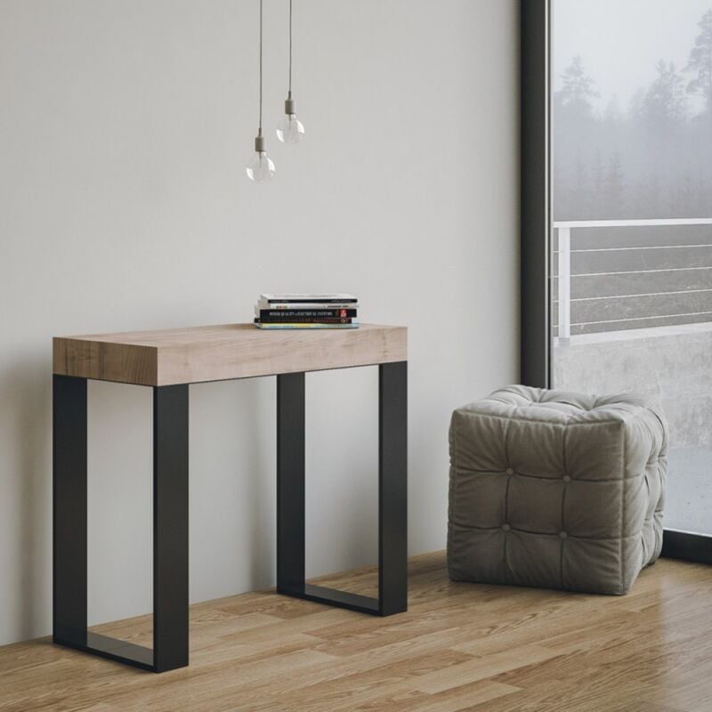 foto del prodotto consolle allungabile tecno small premium 90x40 196 cm quercia natura telaio antracite