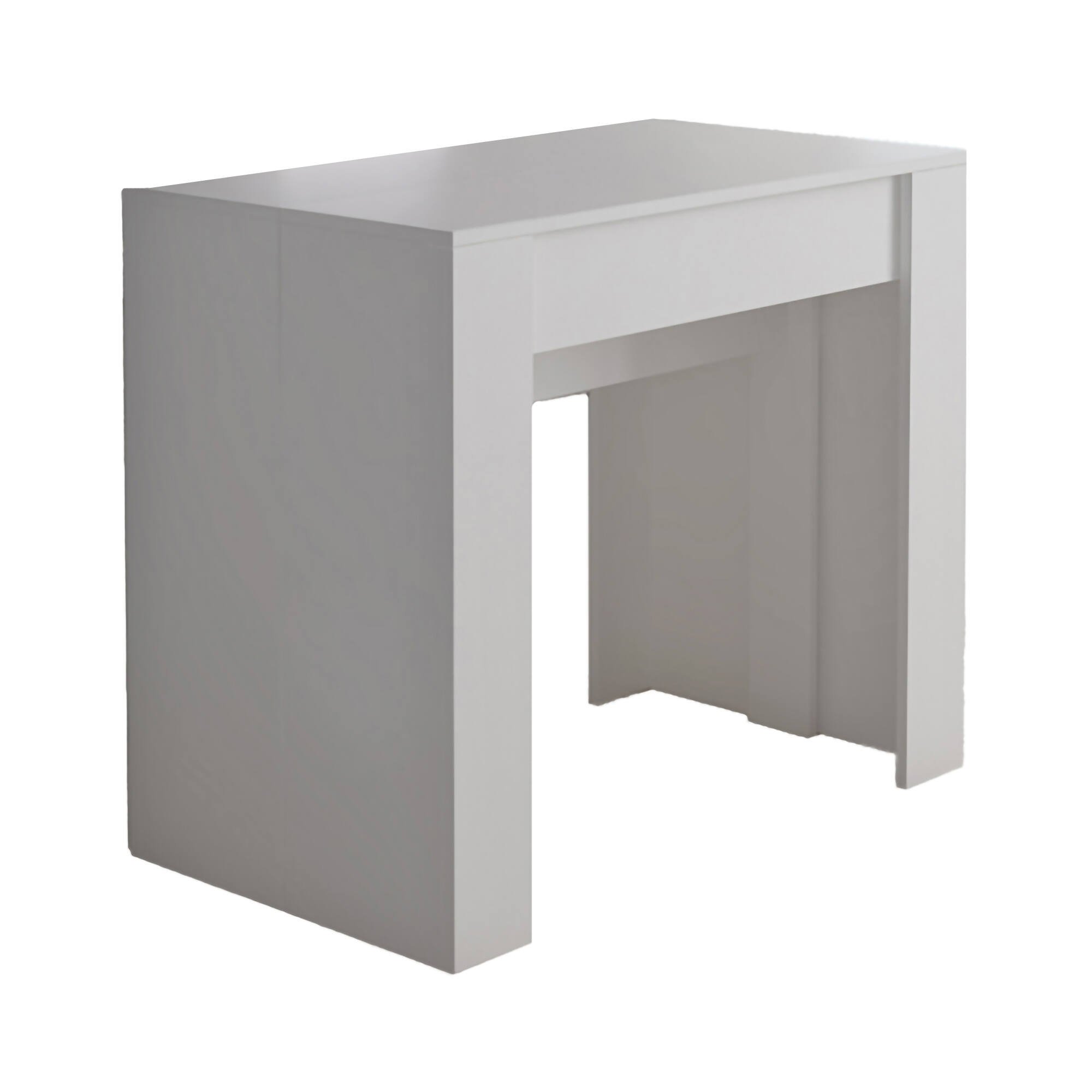 foto del prodotto consolle allungabile vaelis, trasformabile in tavolo da pranzo, salvaspazio ed estensibile fino a 237 cm, 90-237x76,6x90 cm, bianco