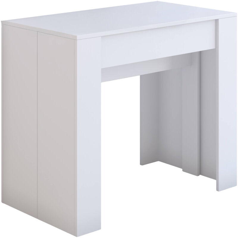 foto del prodotto consolle allungabile vaelis, trasformabile in tavolo da pranzo, salvaspazio ed estensibile fino a 237 cm, 90 237x76,6x90 cm, effetto legno bianco
