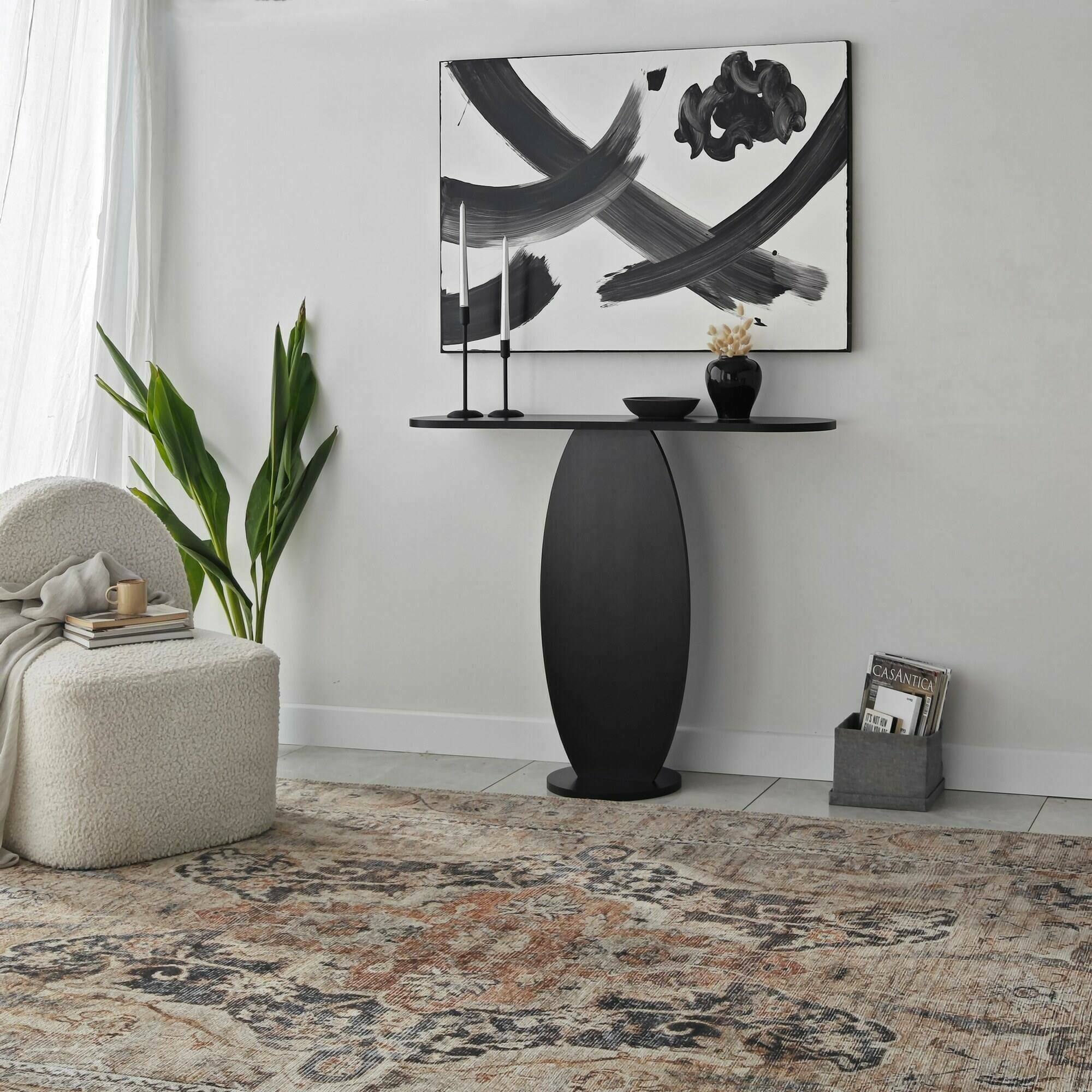 foto del prodotto consolle assuntina, tavolo multiuso, mobiletto d 39 appoggio, scrivania da corridoio, 100x30h81 cm, antracite