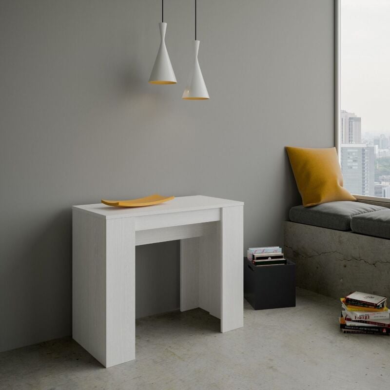 foto del prodotto consolle basic bianco frassino allungabile fino a 308 cm