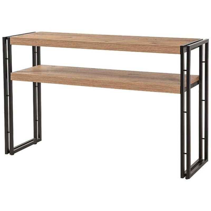 foto del prodotto consolle basilicata, tavolo multiuso, mobiletto d'appoggio, scrivania da corridoio, 140x35h80 cm, quercia e nero - dmora