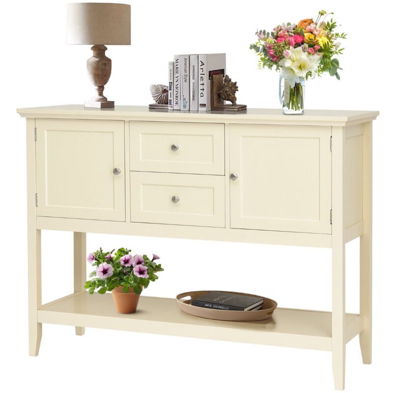 foto del prodotto consolle buffet in legno con 2 cassetti e 2 armadi tavolino con ripiano per soggiorno corridoio e ufficio colore beige 200008355