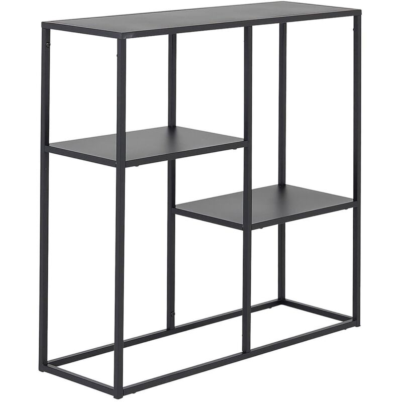 foto del prodotto consolle con 3 ripiani portaoggetti in acciaio 80 x 80 x 26 cm nero opaco