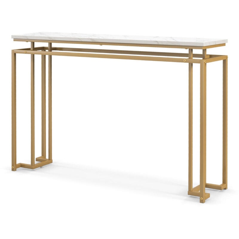 foto del prodotto consolle consolle da ingresso effetto marmo design moderno geometrico struttura in metallo oro per ingresso corridoio soggiorno 120 x 30 x 805 cm
