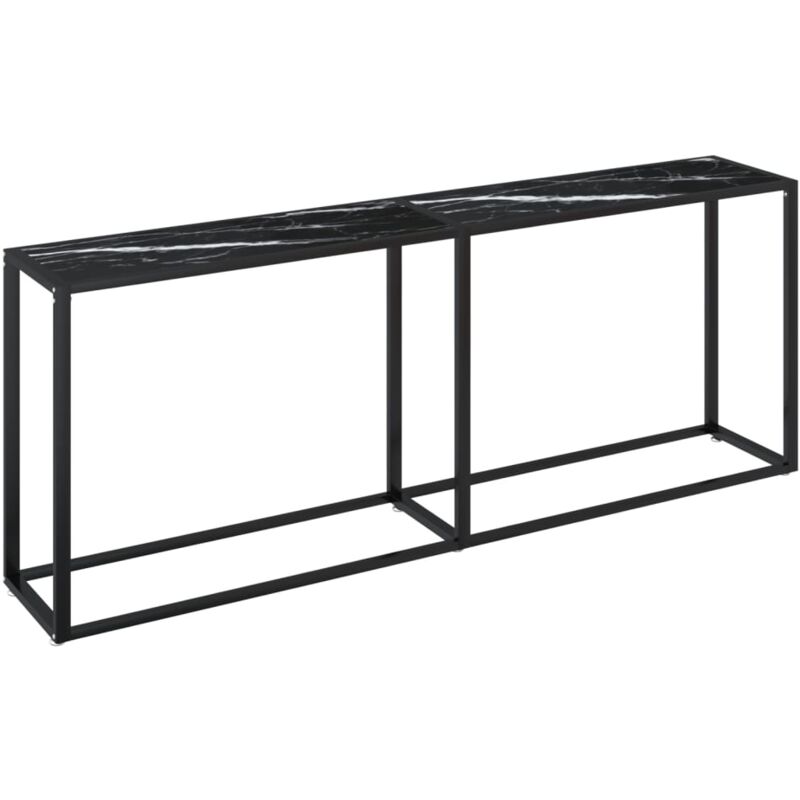 foto del prodotto consolle da ingresso funzionale ed elegante 200 x 35 x 75,5 cm vetro temperato aspetto marmo nero e acciaio dec032036
