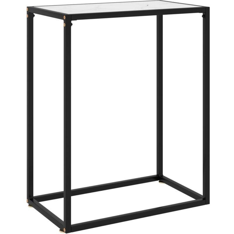 foto del prodotto consolle da ingresso funzionale ed elegante 60 x 35 x 75 cm vetro temperato effetto bianco e acciaio dec031709