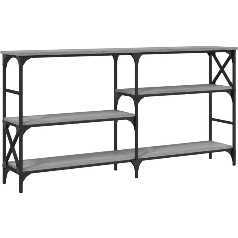 foto del prodotto consolle da ingresso funzionale ed elegante con ripiani 150 x 29 x 76,5 cm multistrato grigio e metallo dec032219