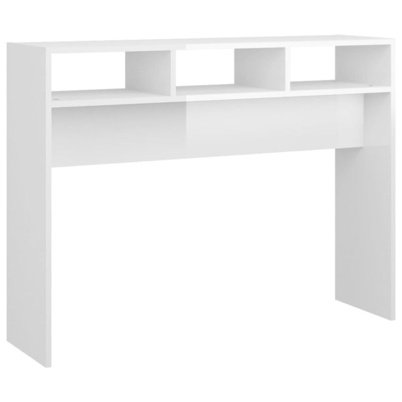 foto del prodotto consolle da ingresso funzionale ed elegante con vani portaoggetti 105 x 30 x 80 cm multistrato bianco lucido dec031726