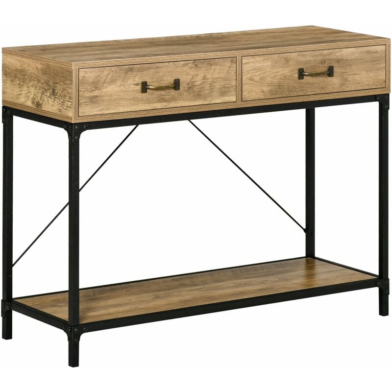foto del prodotto consolle fissa 100x35x76,5 cm in metallo e legno marrone