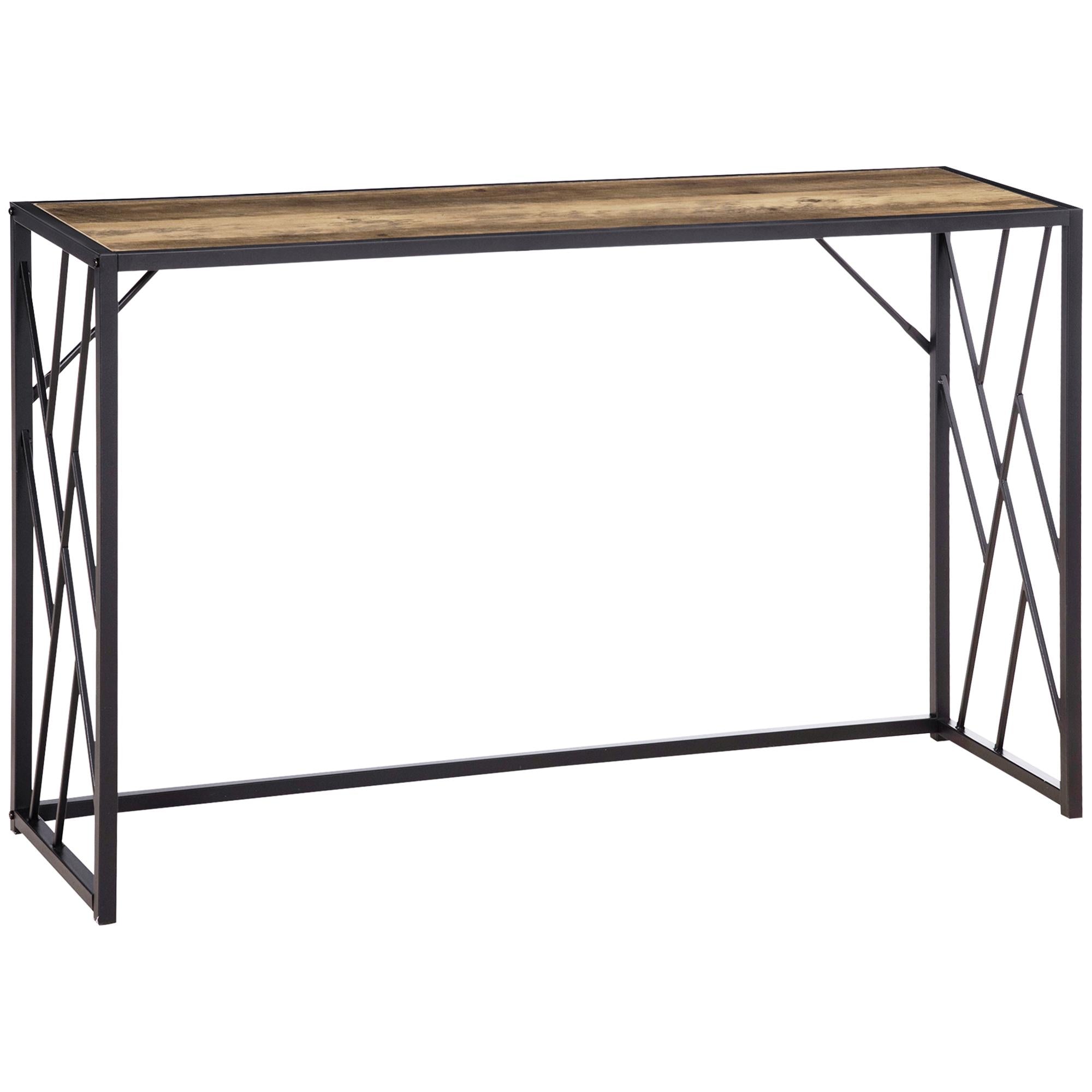 foto del prodotto consolle fissa 120x35x75 cm in metallo e legno marrone