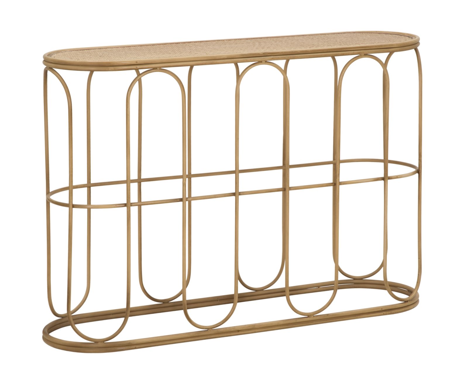foto del prodotto consolle in metallo e legno naturale 110x32x77cm samui