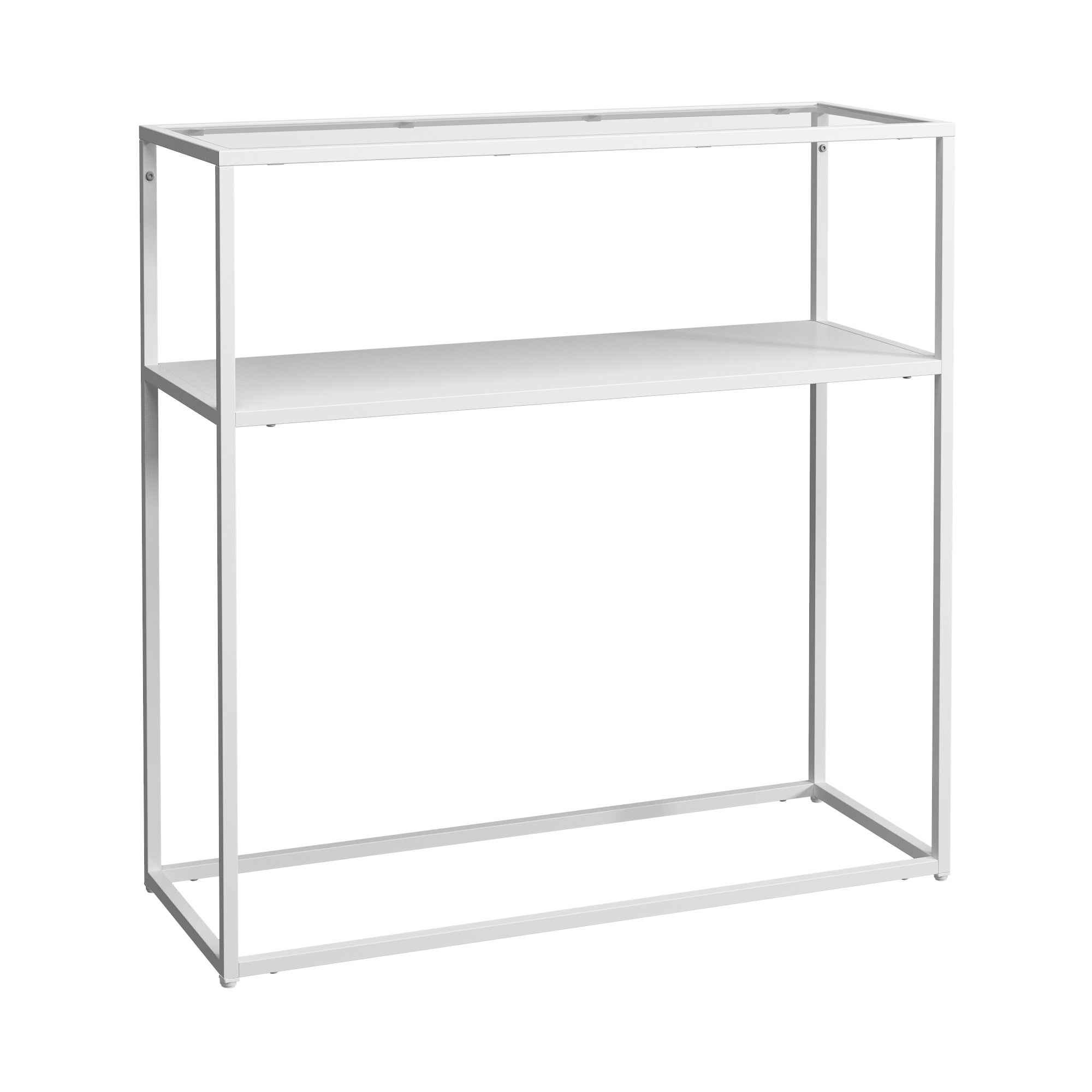 foto del prodotto consolle in metallo vetro temperato 80 x 80 x 30 cm bianco trasparente 03 0008580