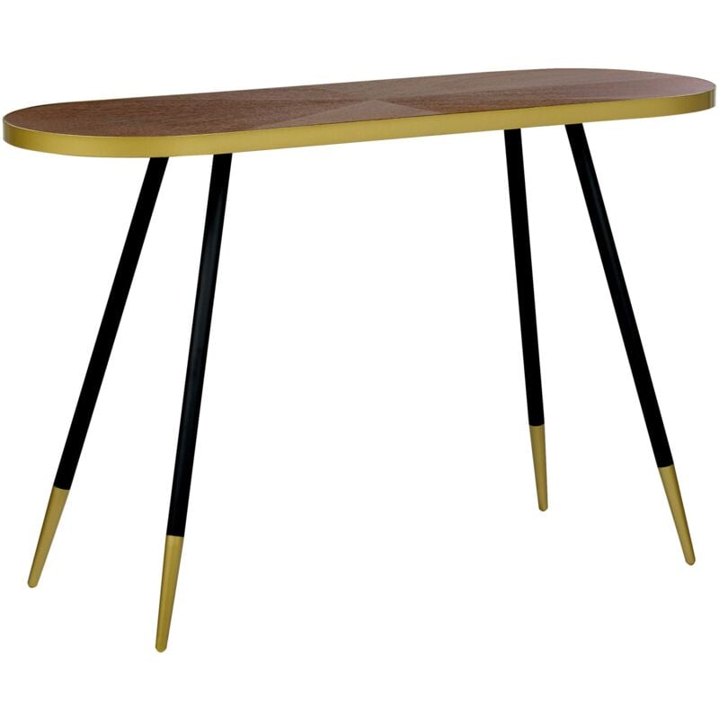 foto del prodotto consolle in stile moderno realizzata in mdf effetto legno scuro e oro ramona