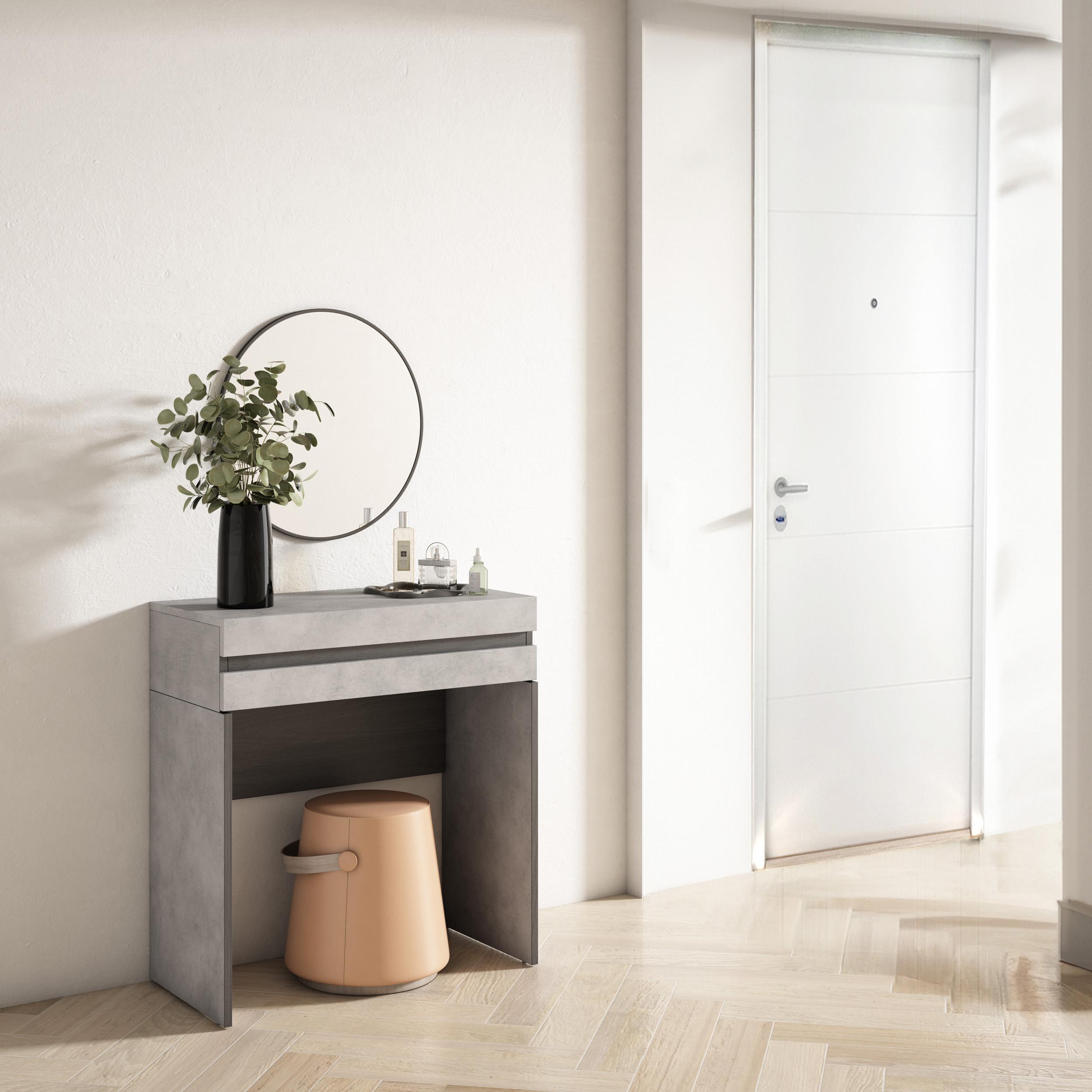 foto del prodotto consolle ingresso, 70x35x75cm, con cassetto, con stoccaggio, grigio cemento rf3442