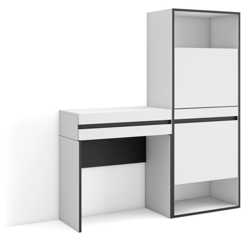foto del prodotto consolle ingresso, mobile ingresso corridoio, 130x145x35 cm, con cassetto, scarpiera, stile moderno, bianco skraut home