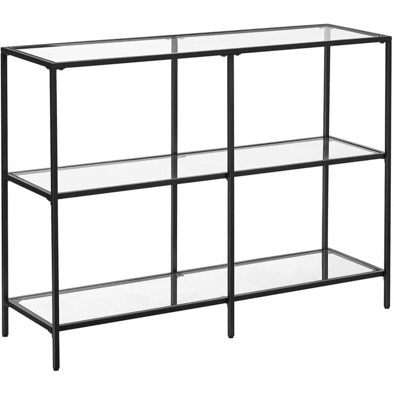 foto del prodotto consolle mobile da ingresso ripiano a 3 livelli in vetro temperato 100 x 30 x 73 cm struttura in metallo stile moderno per ingresso soggiorno camera