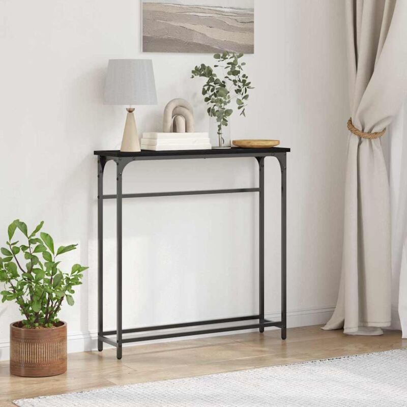 foto del prodotto consolle nero rovere 75x19,5x75 cm legno ingegnerizzato vidaxl