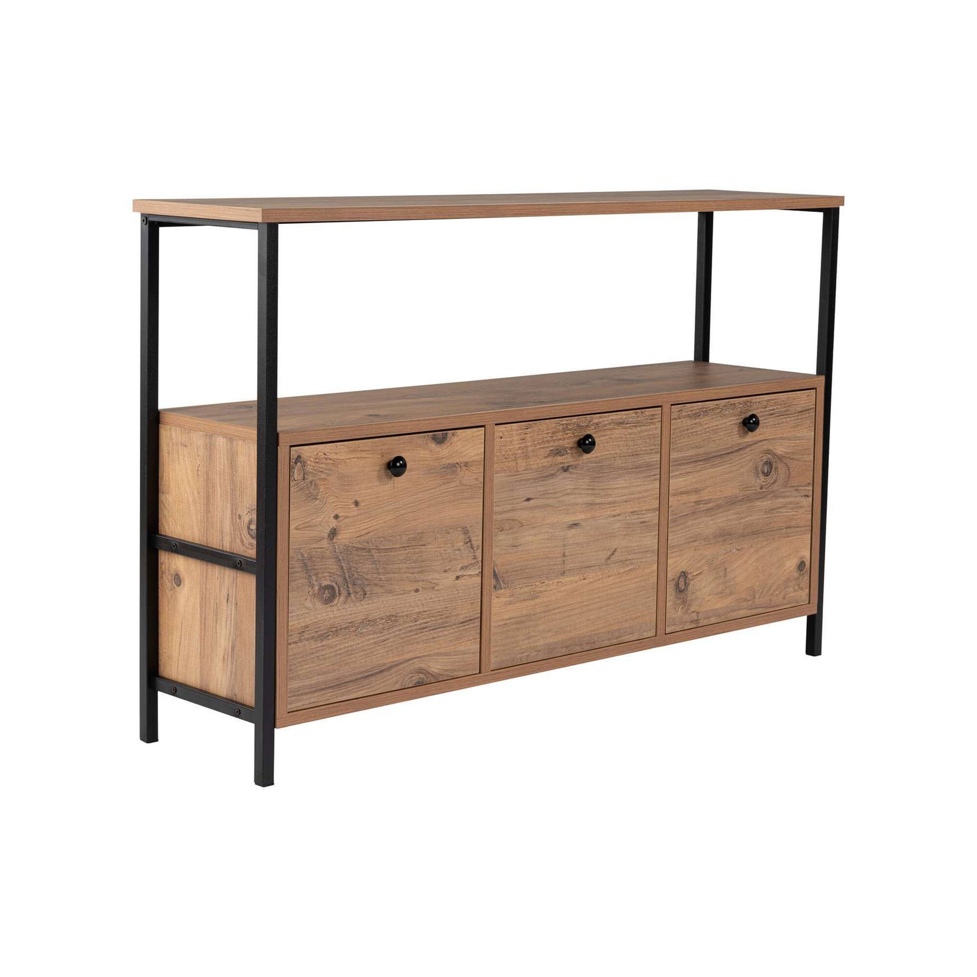 foto del prodotto consolle nesta, tavolo multiuso, mobiletto d'appoggio, scrivania da corridoio, 120x30 h75 cm, pino e nero