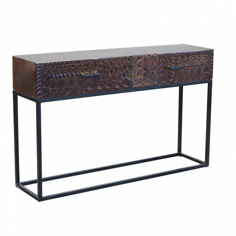 foto del prodotto consolle per ingresso con decoro in legno,metallo cm 120x30x76 wilbur