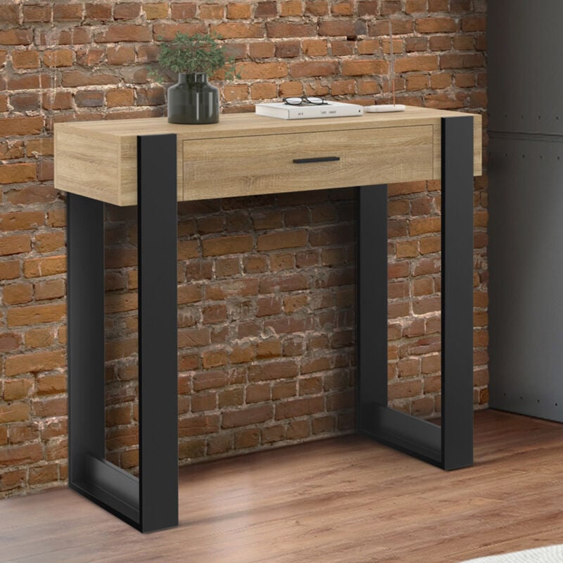 foto del prodotto consolle phoenix in legno e nero a 1 cassetto