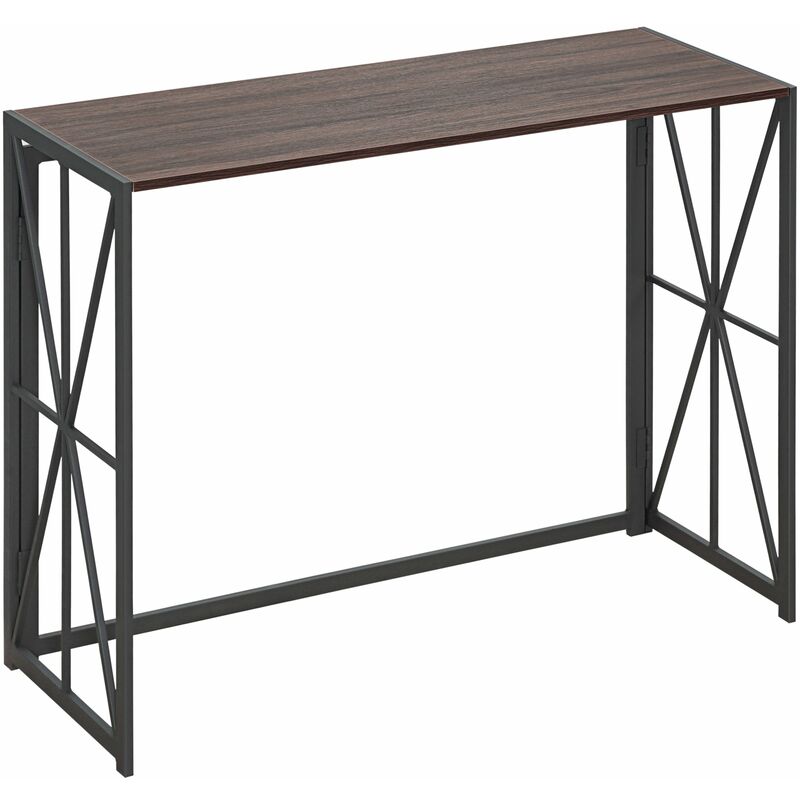 foto del prodotto consolle pieghevole 100x38x80 cm in legno e metallo marrone