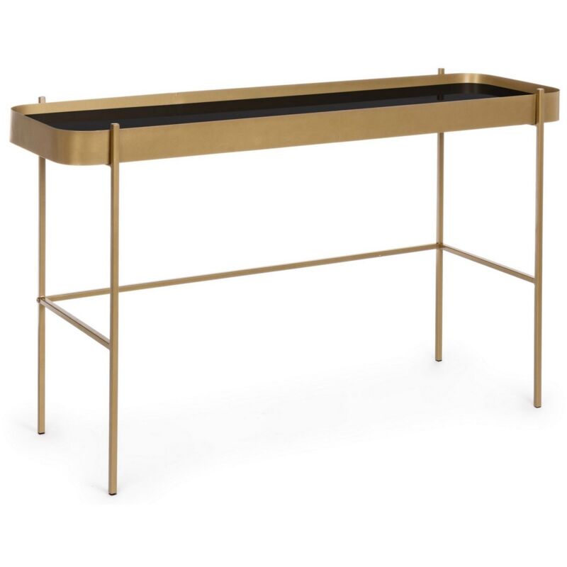 foto del prodotto consolle rashida oro con piano in vetro 120x43 cm