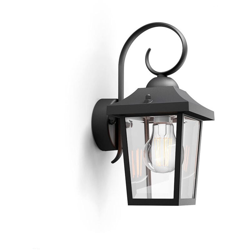 foto del prodotto consumer applique da muro buzzard attacco grande e27 da esterno ip44 colore nero 915005309001 17236 30 pn 1723630pn philips
