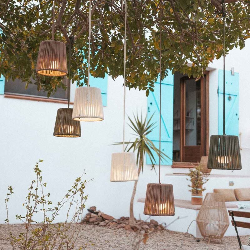 foto del prodotto conta mini lampada a sospensione decorativa a corda senza installazione con lampadina ricaricabile e telecomando. bianco