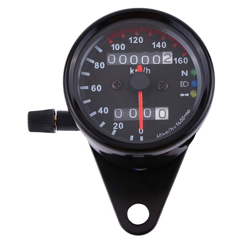foto del prodotto contachilometri per moto, 1 pz contachilometri universale tachimetro segnale indicatore doppio display digitale nero sollbry