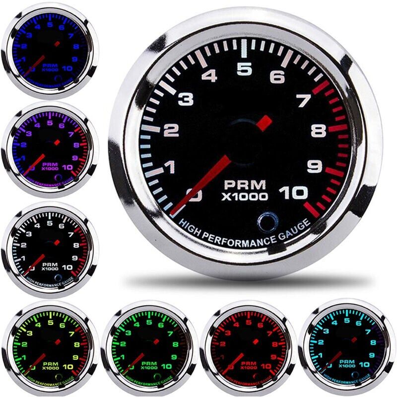 foto del prodotto contagiri, contagiri, contagiri universale da 52 mm 2 pollici, 7 colori, contagiri con intervallo di misurazione 0 10000 giri min
