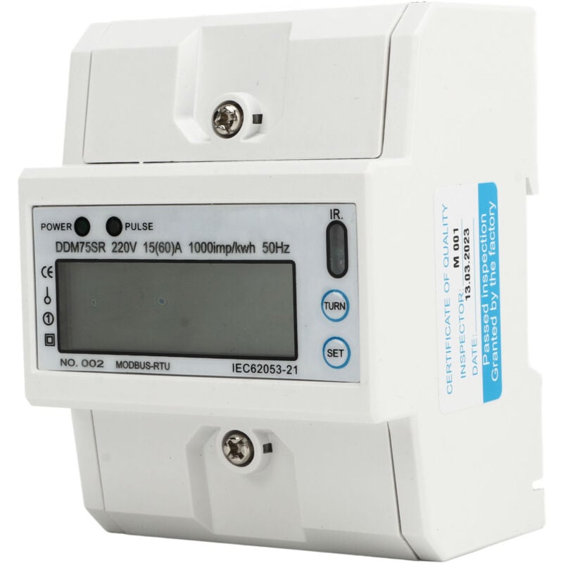 foto del prodotto contatore di energia elettrica digitale monofase lcd kwh elettrico wattmetro tester di consumo energetico 4p rs485 din rail 15 60a dc220v