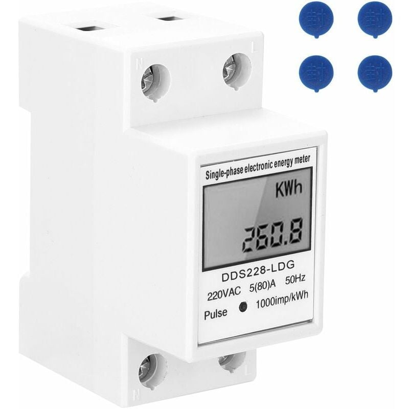 foto del prodotto contatore di energia elettrica monofase con display lcd guida din 35mm multicolore senza retroilluminazione 