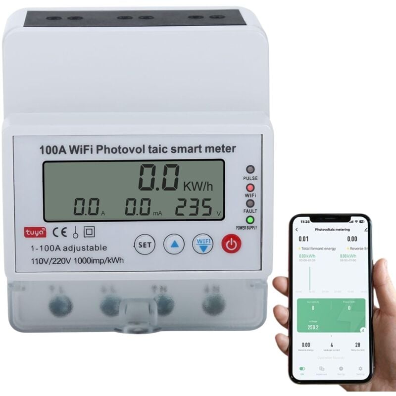 foto del prodotto contatore di energia intelligente wifi 100a monofase 4p tuya smart wifi contatore di energia fotovoltaica interruttore automatico interruttore timer