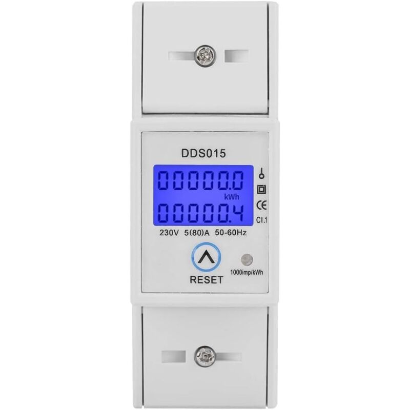 foto del prodotto contatore di energia monofase 5 80 a 230 v 50 hz contatore di energia monofase lcd retroilluminato, contatore kwh per montaggio su guida din dds015,