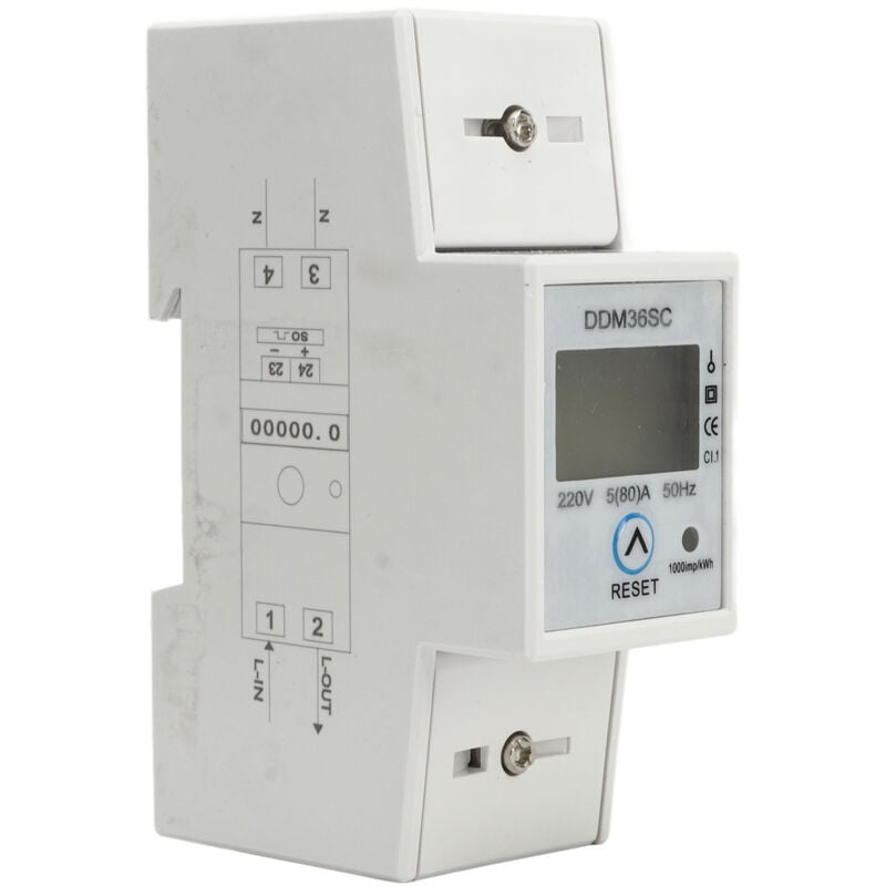 foto del prodotto contatore di energia monofase display lcd su guida din 2p contatore di energia totale dc220v 5 80a