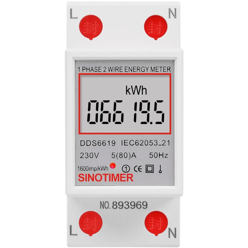foto del prodotto contatore di energia monofase su guida din 5 80 a 220 v 50 hz contatore di kilowattora elettronico con display digitale lcd retroilluminato ddm15sd,