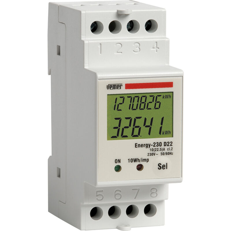foto del prodotto contatore di energia monofase su guida din vemer ve044400 energy-230 d22